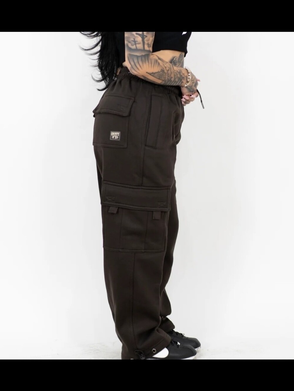Men's L /womens XL   Brown Cargo Sweatpants  with Utility Pockets